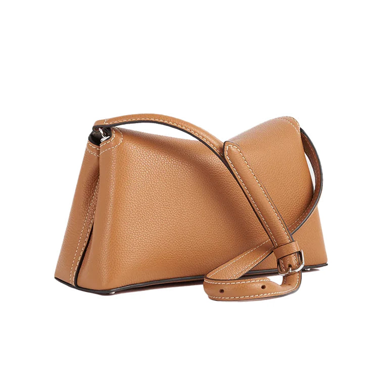 T-LOCK CLUTCH GRAINED LEATHER TAN
