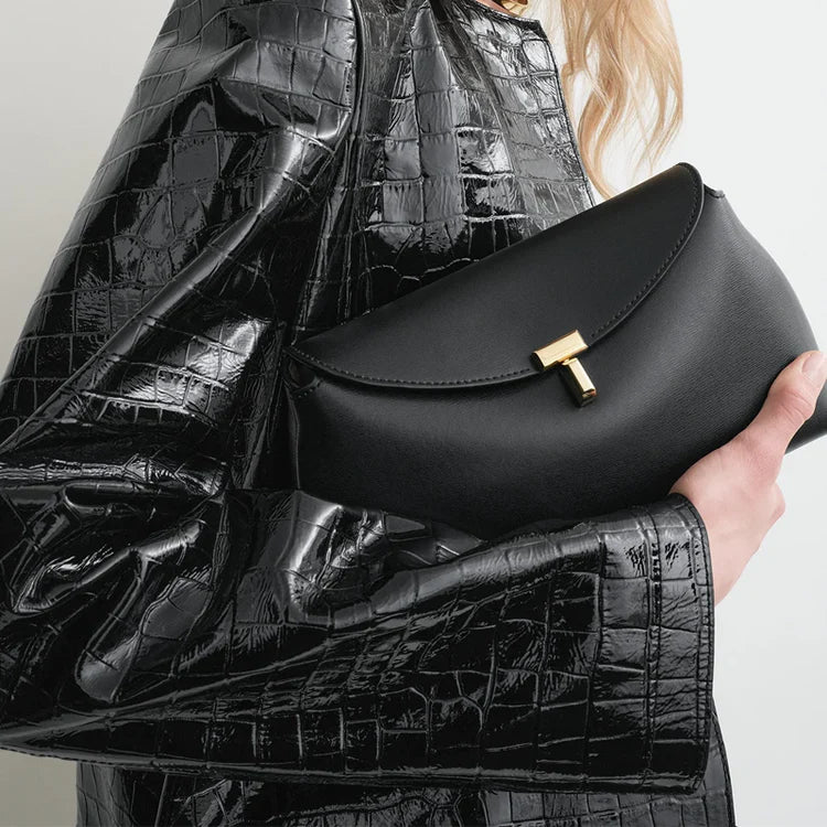 TOTEME CLUTCH LEATHER BLACK GOLD