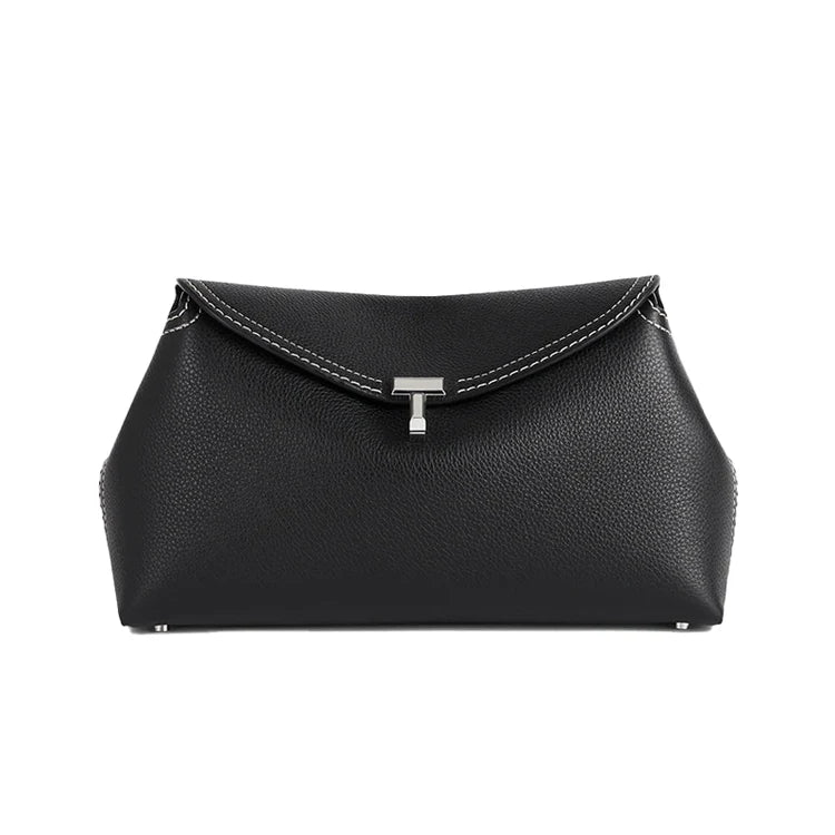 TOTEME CLUTCH LEATHER BLACK SILVER