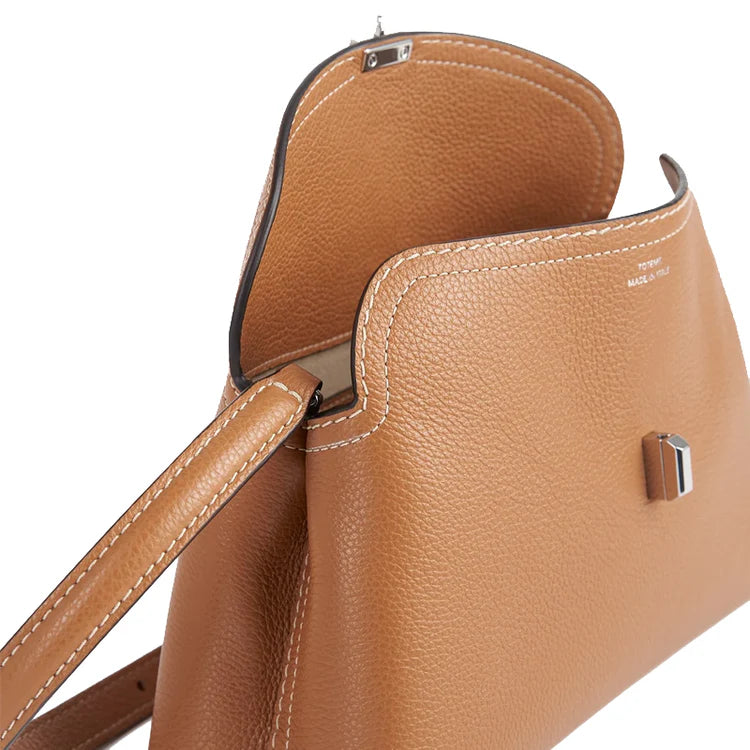 T-LOCK CLUTCH GRAINED LEATHER TAN