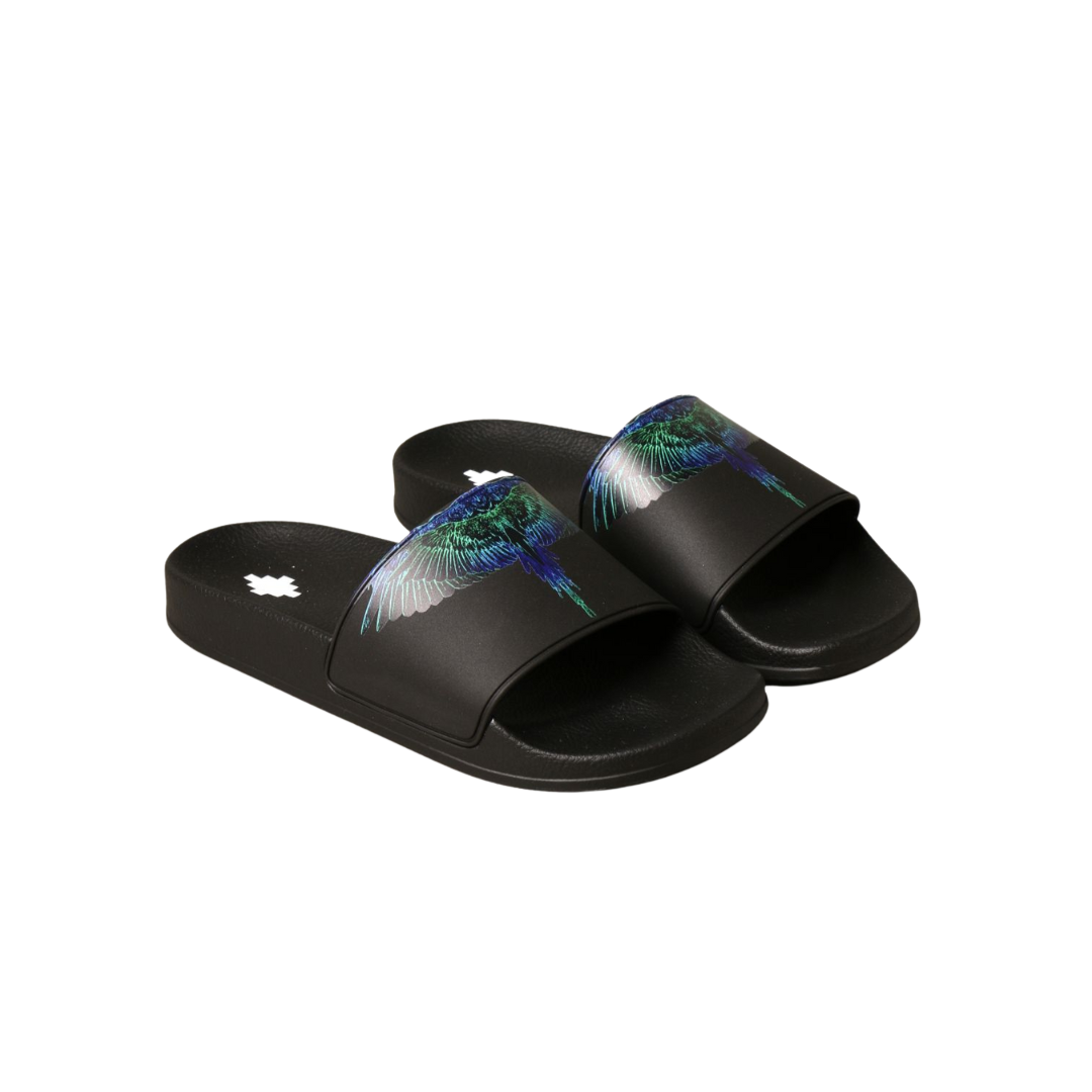 Sandalo MARCELO BURLON Uomo in gomma con stampa Piume di Uccelli.