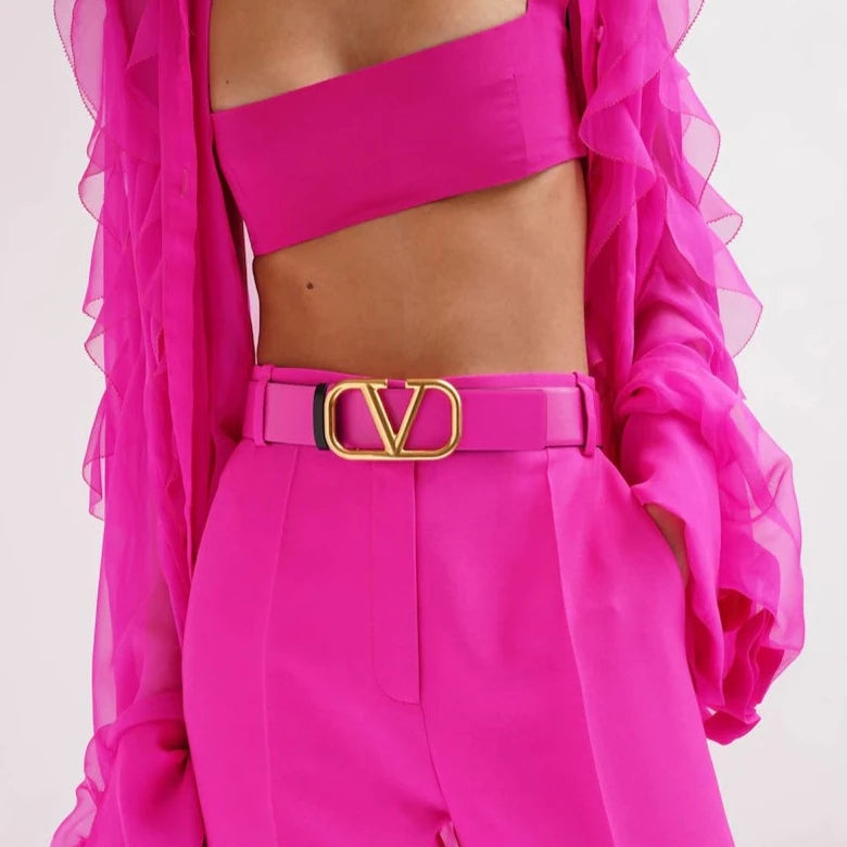 Valentino Garavani Cintura reversibile in pelle con Vlogo 4cm