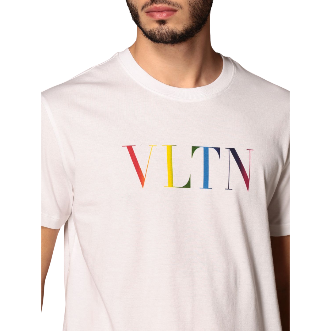 T shirt Valentino Bianca Uomo con logo Multicolor VLTN