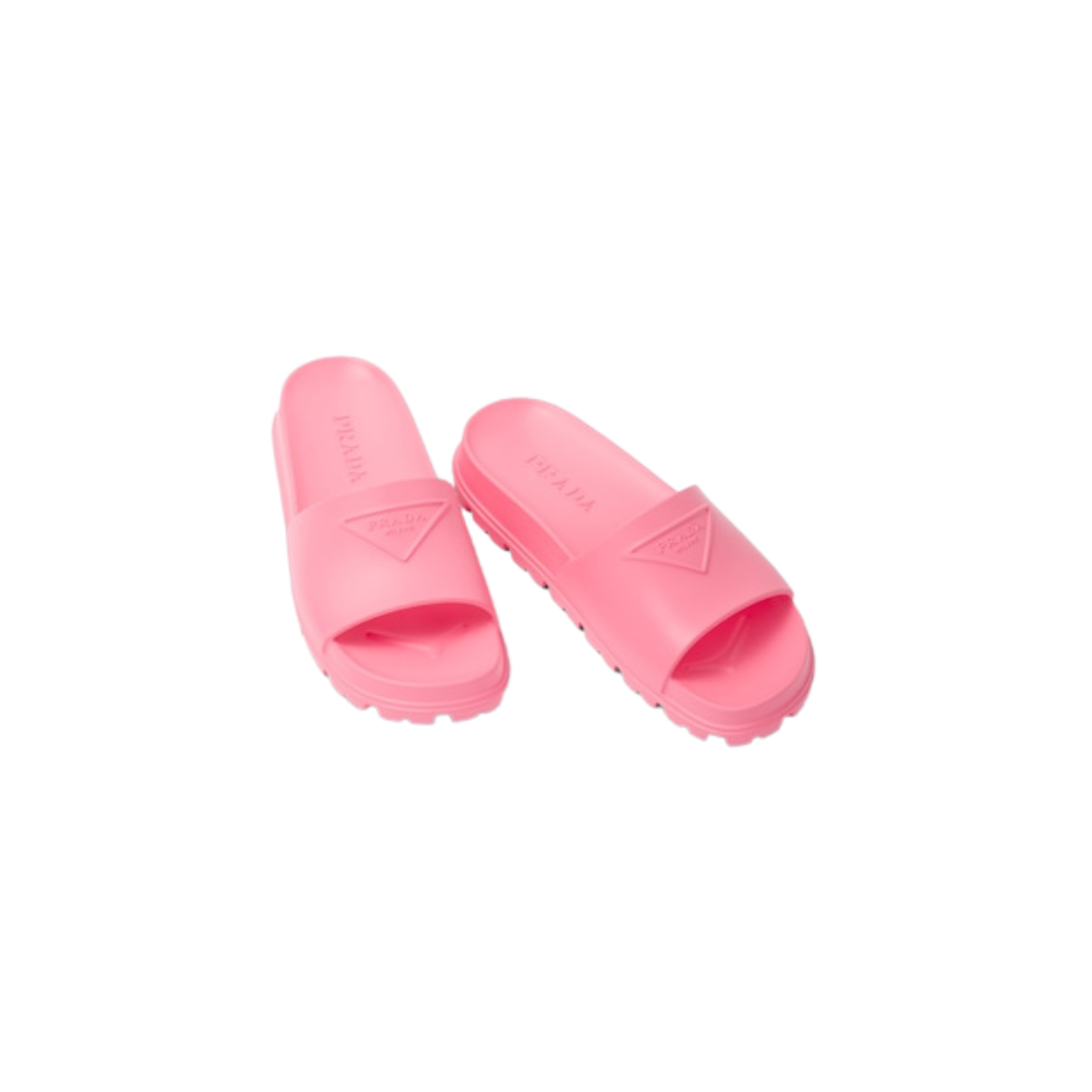 Sandali Slider Prada Donna in Gomma Rosa