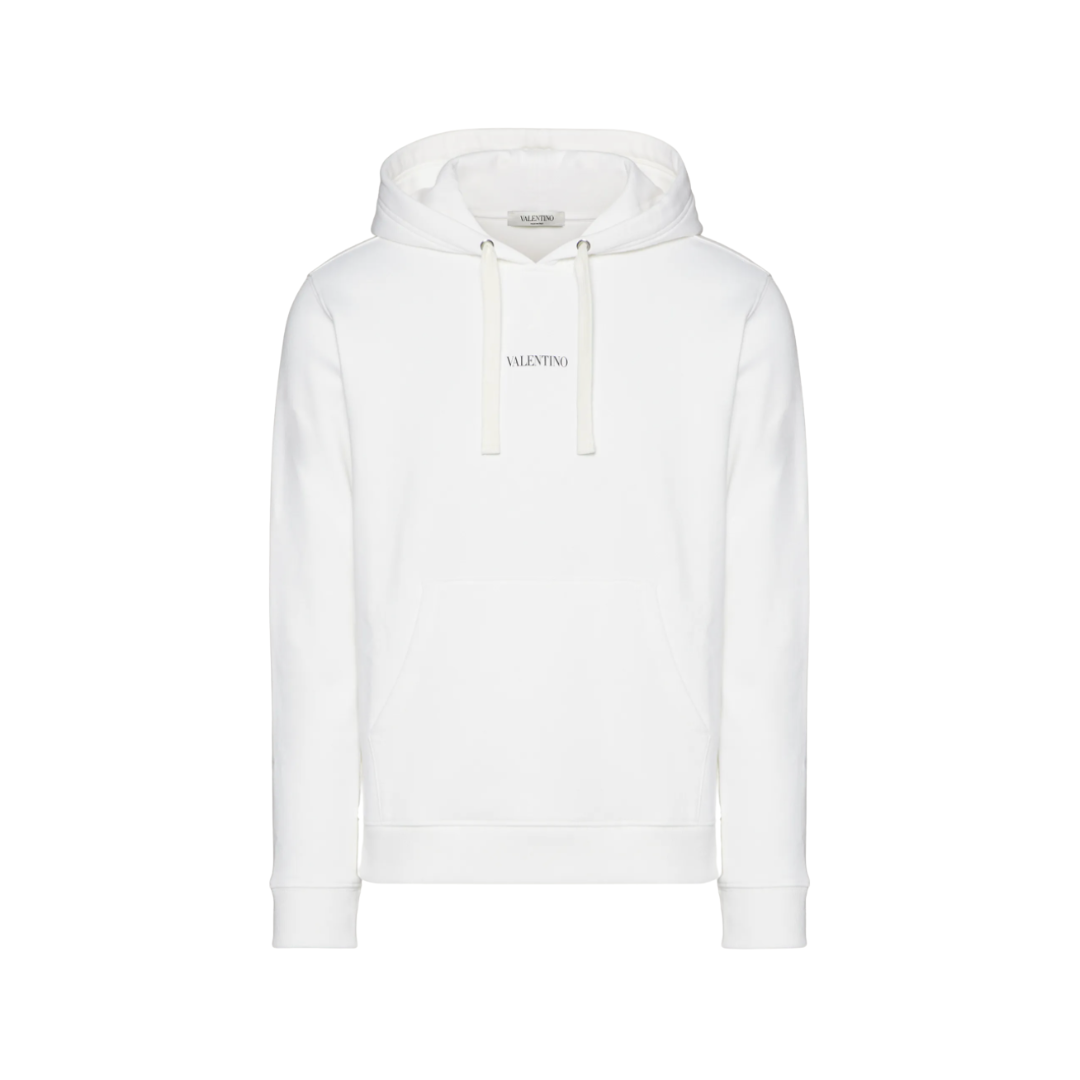 Felpa Valentino Bianca Uomo Slim Fit con cappuccio e logo Valentino