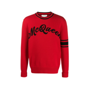 Maglione ALEXANDER MCQUEEN Uomo Rosso con ricamo nero in cotone McQueen